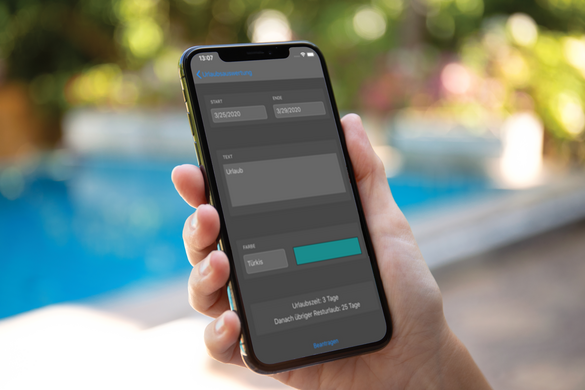infoBoard App mobil Urlaub beantragen